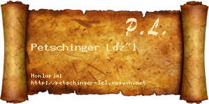 Petschinger Lél névjegykártya